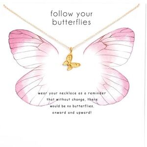 Butterfly necklace with message card NWT